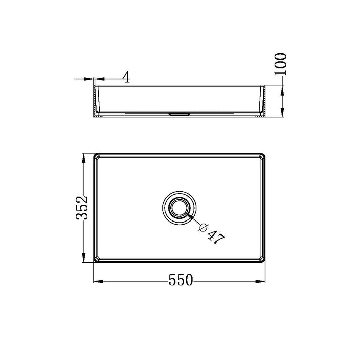 Nero Opal Rectangle Stainless Steel Basin - Graphite-NRB3555GR-blue-leaf-bathware