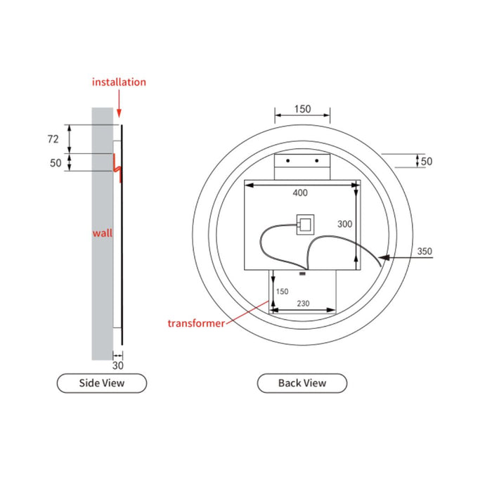 Bailey Round 700mm LED Mirror Frameless