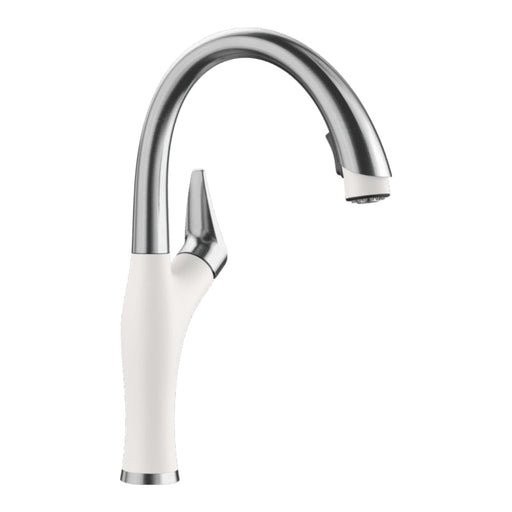 Blanco ARTONA-S High Arch Pull Down Mixer Tap - White-525101-blue-leaf-bathware