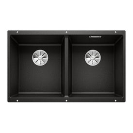Blanco SUBLINE 350/350-U Double Bowl Undermount Sink - Black-526853-blue-leaf-bathware