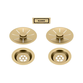 Blanco Strainer System Satin Gold Edition for Double Bowl Sinks-203477-blue-leaf-bathware