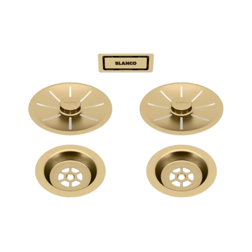 Blanco Strainer System Satin Gold Edition for Double Bowl Sinks-203477-blue-leaf-bathware