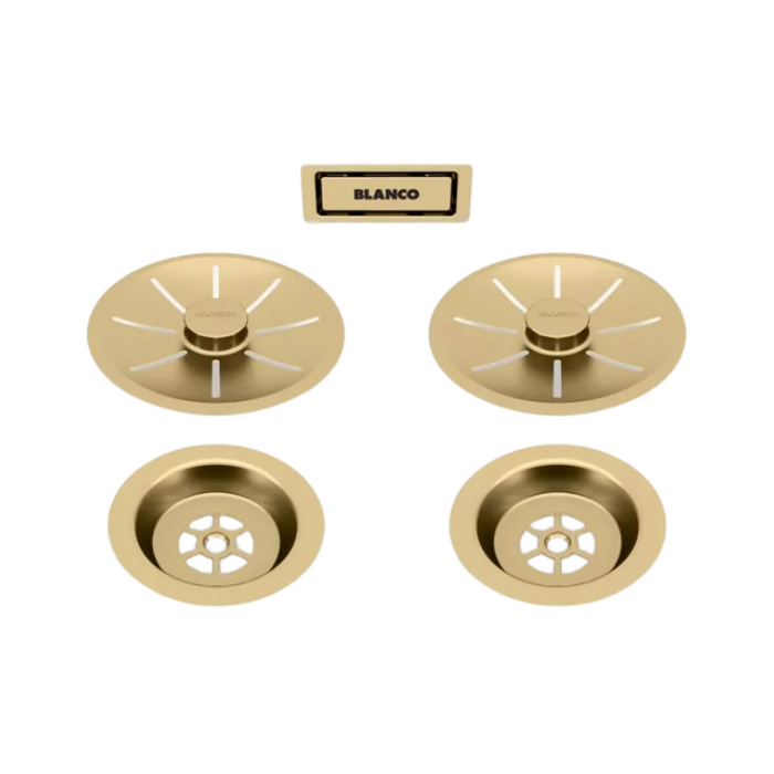 Blanco Strainer System Satin Gold Edition for Double Bowl Sinks-203477-blue-leaf-bathware