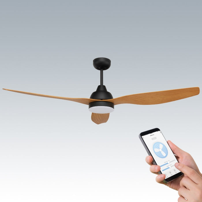 Brilliant Bahama Smart WiFi 52in. DC Ceiling Fan with Light - Charcoal/Maple-20918/51-blue-leaf-bathware