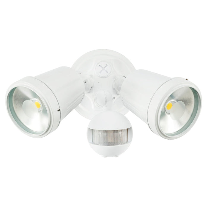 Brilliant Hunter-III LED 2 Light Floodlight with Sensor - White-19245/05-blue-leaf-bathware