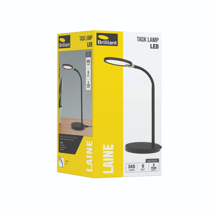 Brilliant Laine LED Task Lamp - Black-21430/06-blue-leaf-bathware