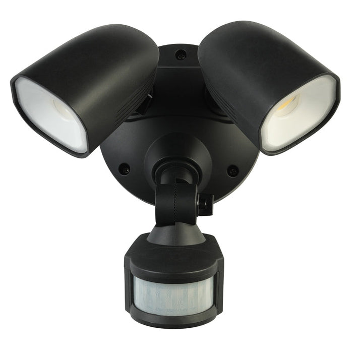 Brilliant Shielder LED 2 Light Floodlight with Sensor - Black-20784/06-blue-leaf-bathware