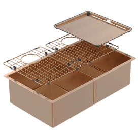 Abey Piazza Double Square Bowl Sink - Artisan Copper