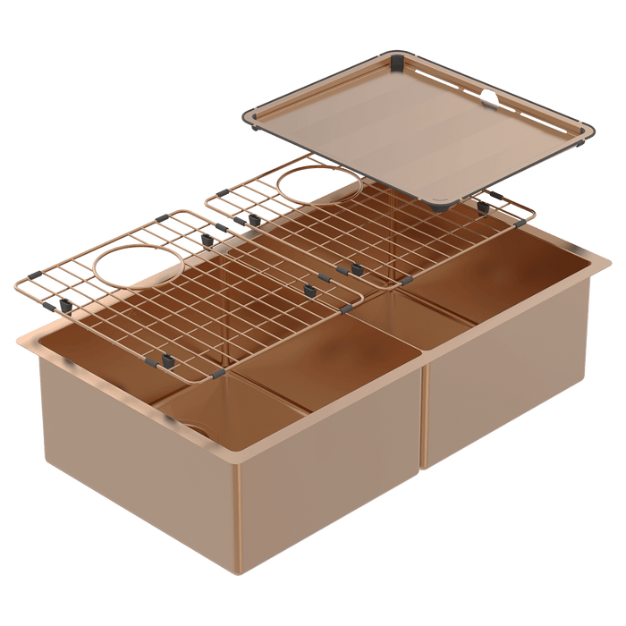 Abey Piazza Double Square Bowl Sink - Artisan Copper