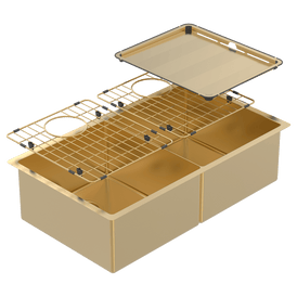 Abey Piazza Double Square Bowl Sink - Eureka Gold