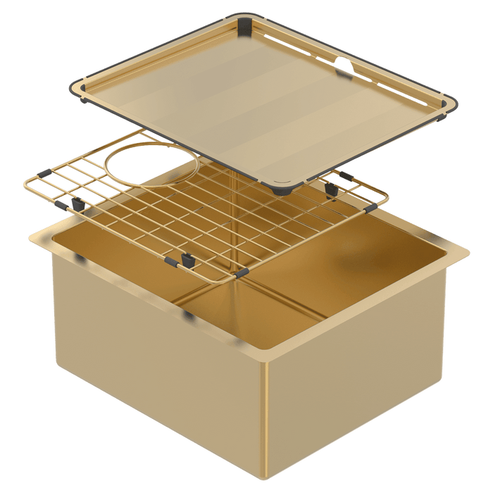 Abey Piazza Square Bowl Sink - Eureka Gold