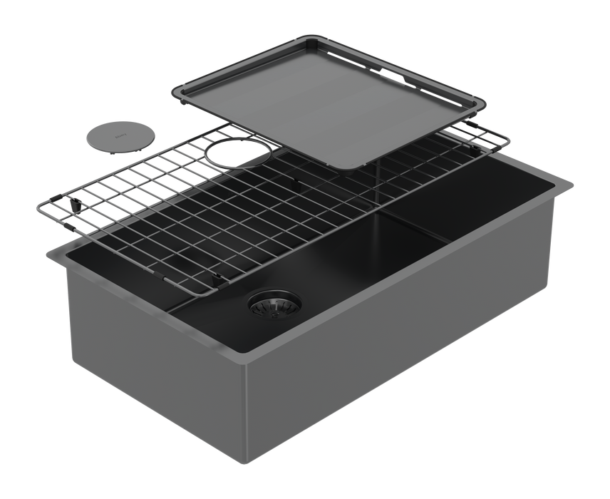 Abey Piazza Large Single Bowl Sink - Black Pearl