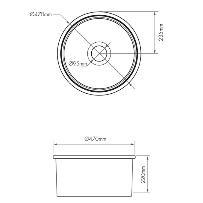 Turner Hastings Cuisine Round 47 Inset / Undermount Fireclay Sink