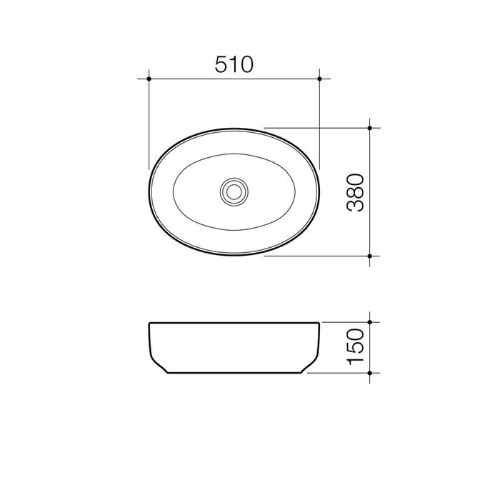 Caroma Artisan Above Counter Basin - Oval 510mm-874700W-blue-leaf-bathware