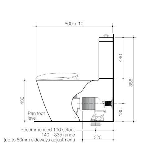 Caroma Care 800 Cleanflush Wall Faced Toilet Suite With Double Flap Seat-901940W-blue-leaf-bathware