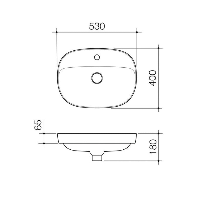 Caroma Contura II 530mm Inset Basin with Tap Landing (1 Tap Hole) - Matte White-853410CL-blue-leaf-bathware