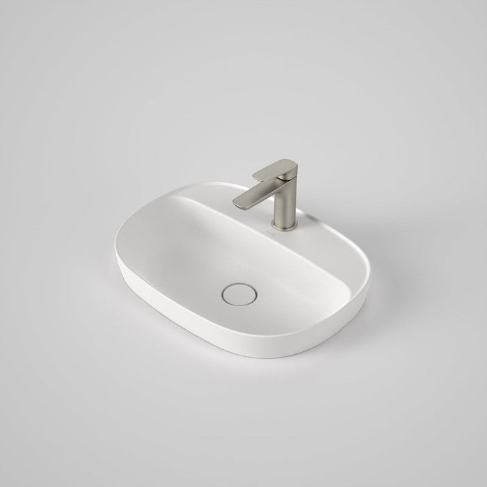 Caroma Contura II 530mm Inset Basin with Tap Landing (1 Tap Hole) - Matte White-853410CL-blue-leaf-bathware