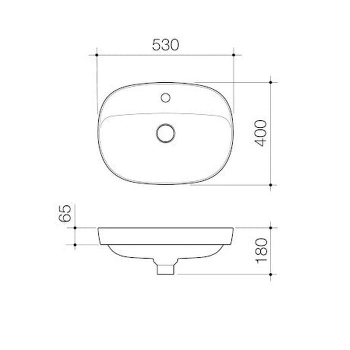 Caroma Contura II 530mm Inset Basin with Tap Landing (1 Tap Hole) - White-853410W-blue-leaf-bathware