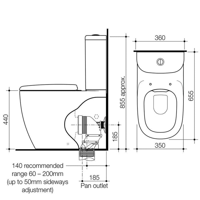 Caroma Contura II Cleanflush Wall Faced Close Coupled BE Suite - Matte White-848801MW-blue-leaf-bathware