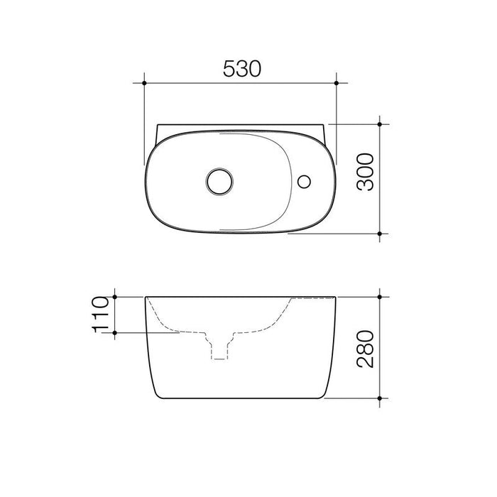 Caroma Contura II Hand Wall Basin (1 Tap Hole) - Matte Clay-853710CL-blue-leaf-bathware