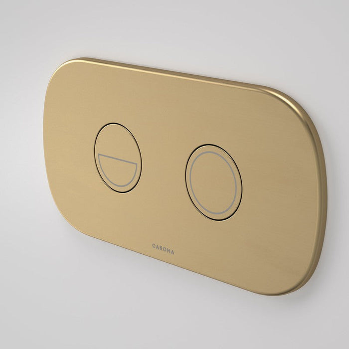 Caroma Contura II Invisi Series II Round DC Dual Flush Button Panel - Brushed Brass-848810BB-blue-leaf-bathware