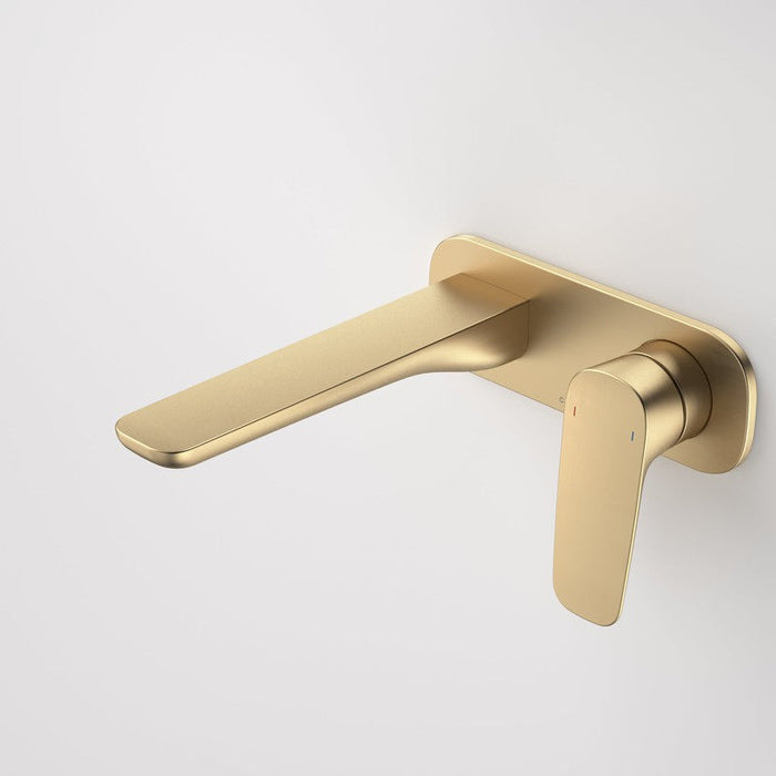 Caroma Contura II Wall Basin/Bath Mixer 180mm - Brushed Brass-849051BB6AF-blue-leaf-bathware