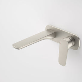 Caroma Contura II Wall Basin/Bath Mixer 180mm - Brushed Nickel-849051BN6AF-blue-leaf-bathware
