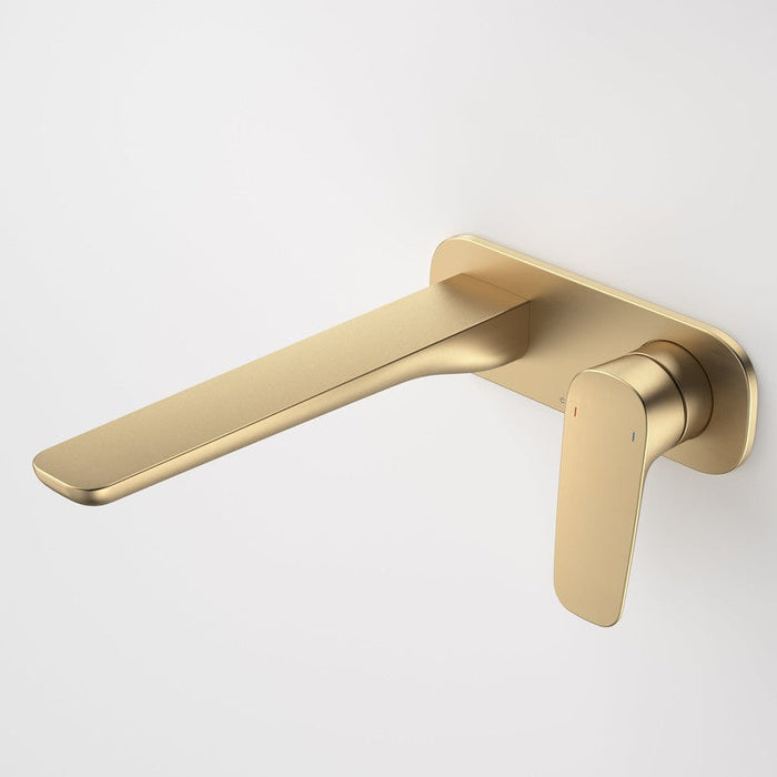 Caroma Contura II Wall Basin/Bath Mixer 220mm - Brushed Brass-849053BB6AF-blue-leaf-bathware