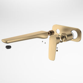 Caroma Contura II Wall Basin/Bath Mixer 220mm - Trim Kit - Brushed Brass-849054BB6AF-blue-leaf-bathware