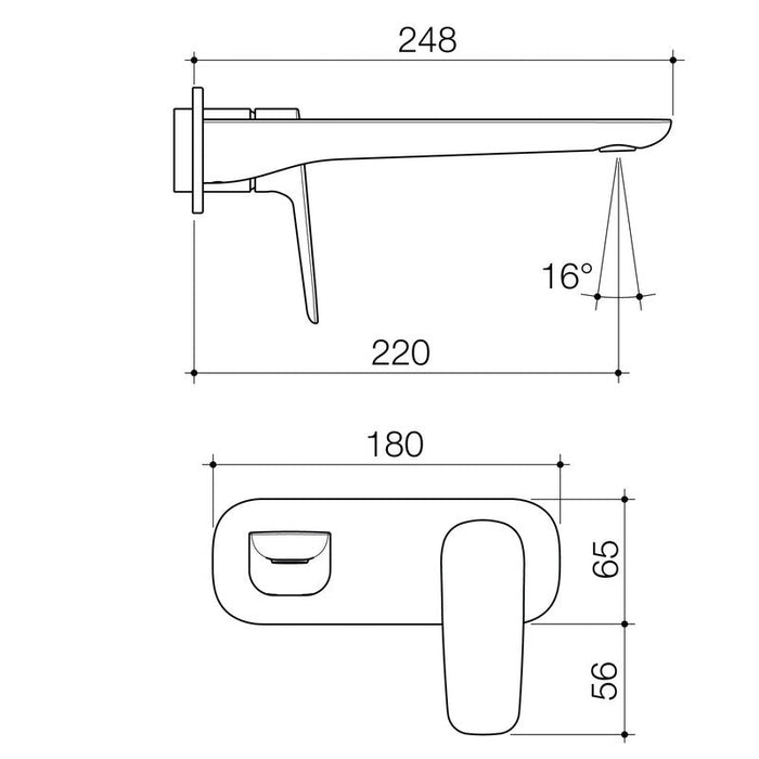 Caroma Contura II Wall Basin/Bath Mixer 220mm - Trim Kit - Brushed Nickel-849054BN6AF-blue-leaf-bathware