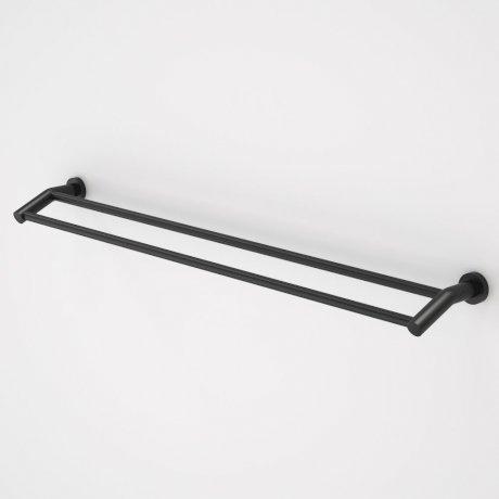 Caroma Cosmo Metal Double Towel Rail Black Matte 930mm-306133B-blue-leaf-bathware