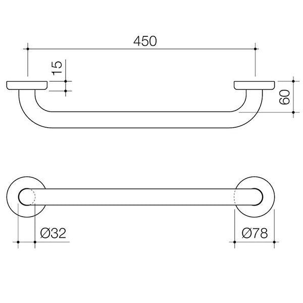 Caroma Home Collection Straight Grab Rail 450mm - White-687371W-blue-leaf-bathware