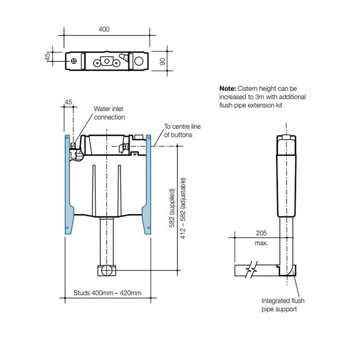 Caroma Invisi Series II Cistern with Metal Frame-blue-leaf-bathware