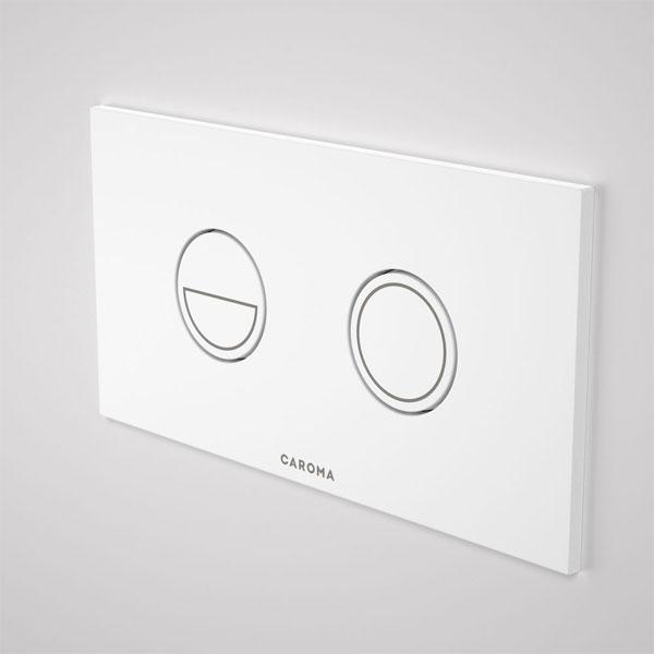 Caroma Invisi Series II Round Dual Flush Plate & Buttons All White (Metal)-237088WHWH-blue-leaf-bathware