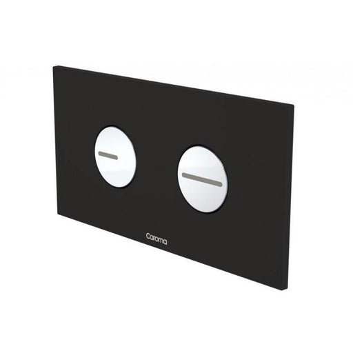 Caroma Invisi Series II Round Dual Flush Plate & Buttons Black & Chrome (Metal)-237088BL-blue-leaf-bathware