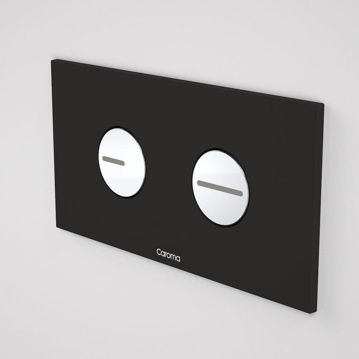 Caroma Invisi Series II Round Dual Flush Plate & Buttons Black (Plastic)-237010BL-blue-leaf-bathware