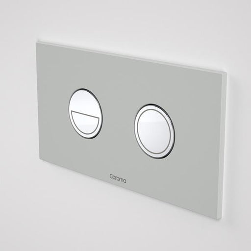 Caroma Invisi Series II Round Dual Flush Plate & Buttons Light Grey (Metal)-237088LG-blue-leaf-bathware