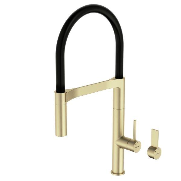 Caroma Liano II Pull Down Sink Mixer - Brushed Brass-96381BB56A-blue-leaf-bathware