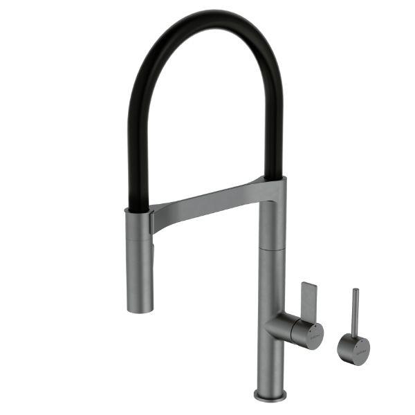 Caroma Liano II Pull Down Sink Mixer - Gun Metal Grey-96381GM56A-blue-leaf-bathware