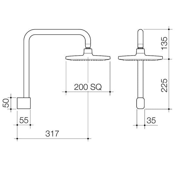 Caroma Luna Fixed Overhead Shower Black-90391BL4E-blue-leaf-bathware