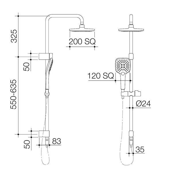 Caroma Luna Multifunction Rail Shower with Overhead Brushed Brass-90383BB4E-blue-leaf-bathware