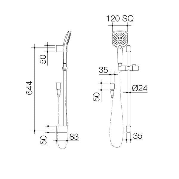 Caroma Luna Multifunctional Rail Shower Brushed Brass-90384BB4F-blue-leaf-bathware