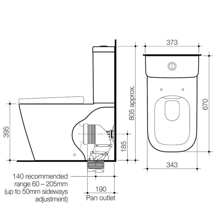 Caroma Luna Square Cleanflush Wall Faced Toilet Suite-blue-leaf-bathware