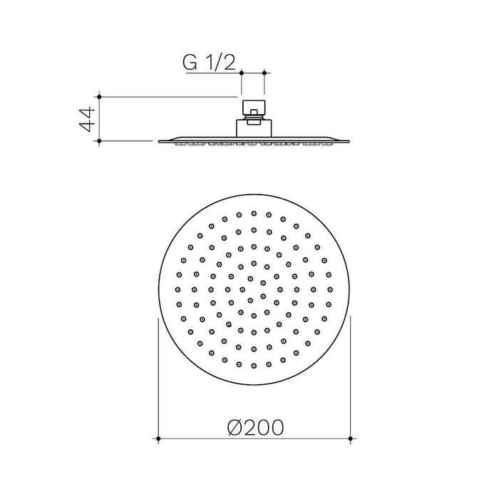 Caroma Urbane II 200mm Round Rain Shower - Brushed Brass-99663BB4E-blue-leaf-bathware