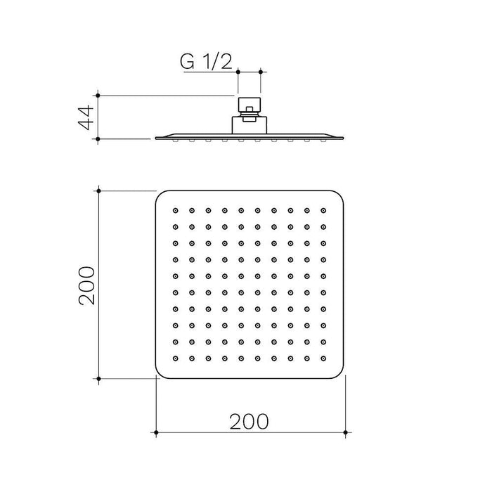 Caroma Urbane II 200mm Square Rain Shower - Brushed Nickel-99664BN4E-blue-leaf-bathware