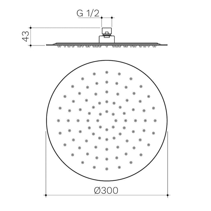 Caroma Urbane II 300mm Round Rain Shower - Matte Black-99634B3A-blue-leaf-bathware