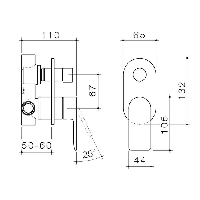 Caroma Urbane II Bath / Shower Mixer With Diverter Round Plate - Brushed Nickel-99656BN-blue-leaf-bathware