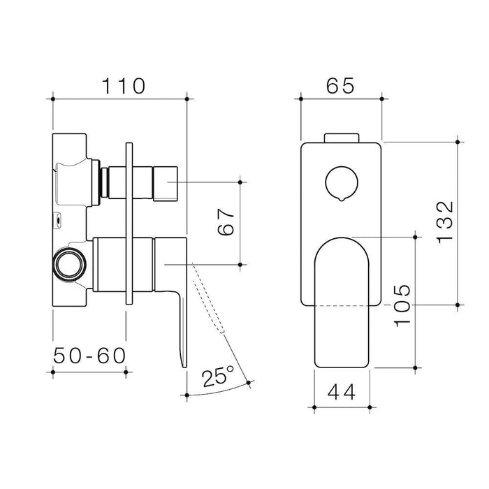 Caroma Urbane II Bath / Shower Mixer With Diverter Square Plate - Brushed Brass-99657BB-blue-leaf-bathware