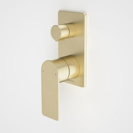 Caroma Urbane II Bath / Shower Mixer With Diverter Square Plate - Brushed Brass-99657BB-blue-leaf-bathware