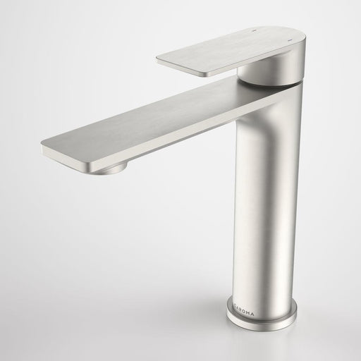 Caroma Urbane II Mid Tower Basin Mixer - Brushed Nickel-98620BN6A-blue-leaf-bathware